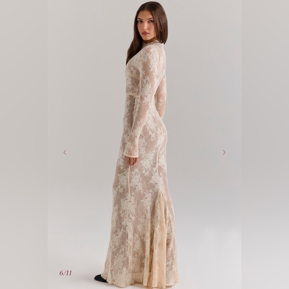 Isoline Peach Lace Maxi Dress - Picture 3 of 6